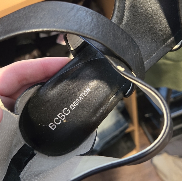 BCBG size 7.5M black strappy heels - Picture 5 of 6